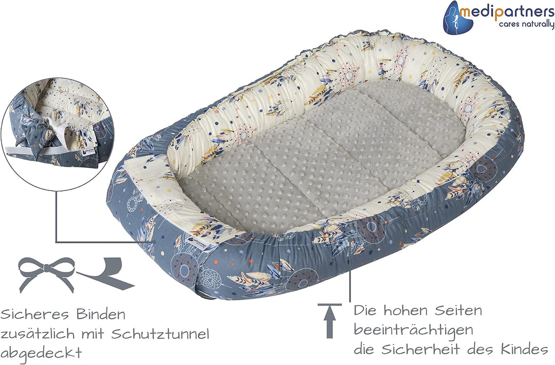 Medi Partners Babynest Kuschelnest Babynestchen 100% Baumwolle Nestchen Reisebett für Babys Säugling