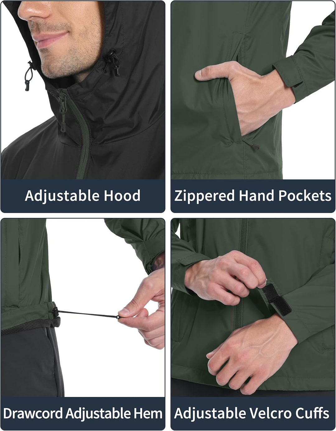 Pioneer Camp Herren Regenjacke Wasserdicht Atmungsaktiv Leichte Winddicht Windbreaker Packbare Outdo