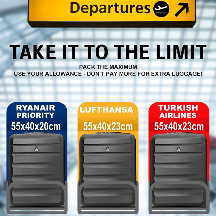 Aerolite Ryanair Reisekoffer mit 2 Rädern, maximale Zulassung, 40 l, Hartschale, 55 x 40 x 20 cm, au