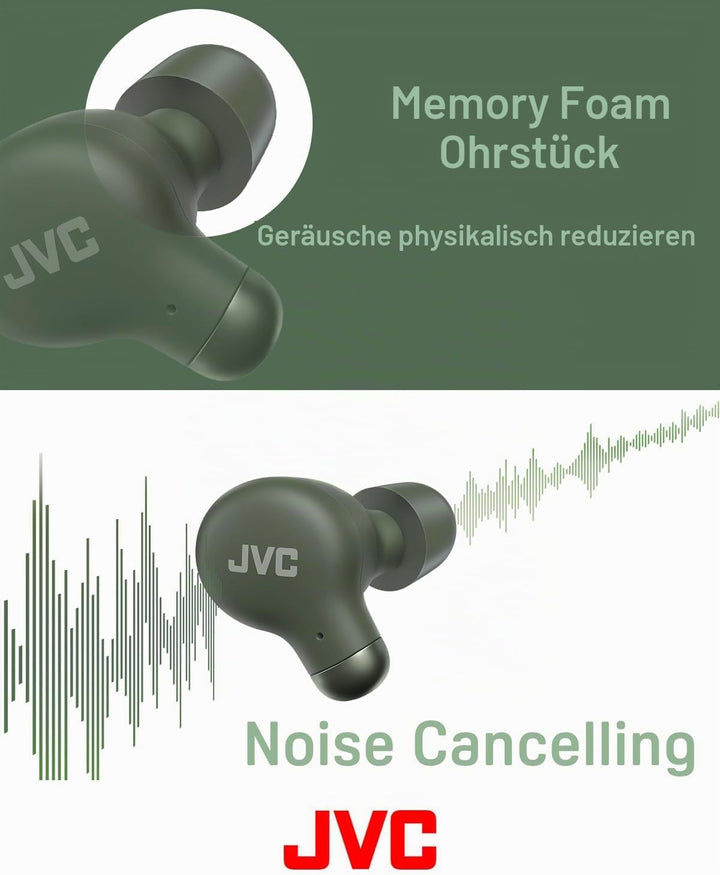 JVC HA-Z250T-G True Wireless Kopfhörer mit aktiver Geräuschunterdrückung, weiche &amp; komfortable Memor