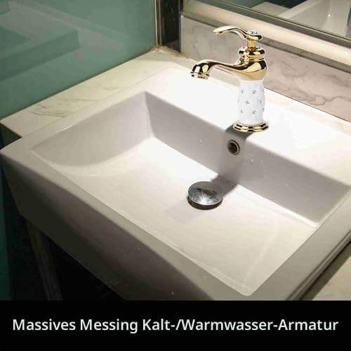 Wasserhahn Messing mit Diamant Heisses Kaltes Wasserhahn Waschbecken Ersatzteil für Badezimmer Küche