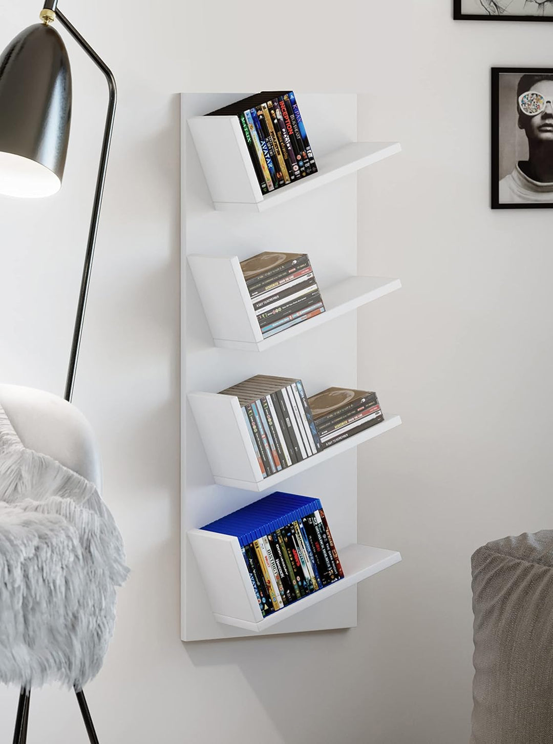 VCM Holz Wandregal Hängeregal Regal Bücherregal Wandboard Deko Board Lansi Mini Weiss Weiss Modern,