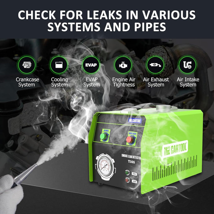 MR CARTOOL T105 Nebelmaschine KFZ Rauchmaschine Lecksuchgerät, EVAP Kraftstofflecks Detektor 12V Rau