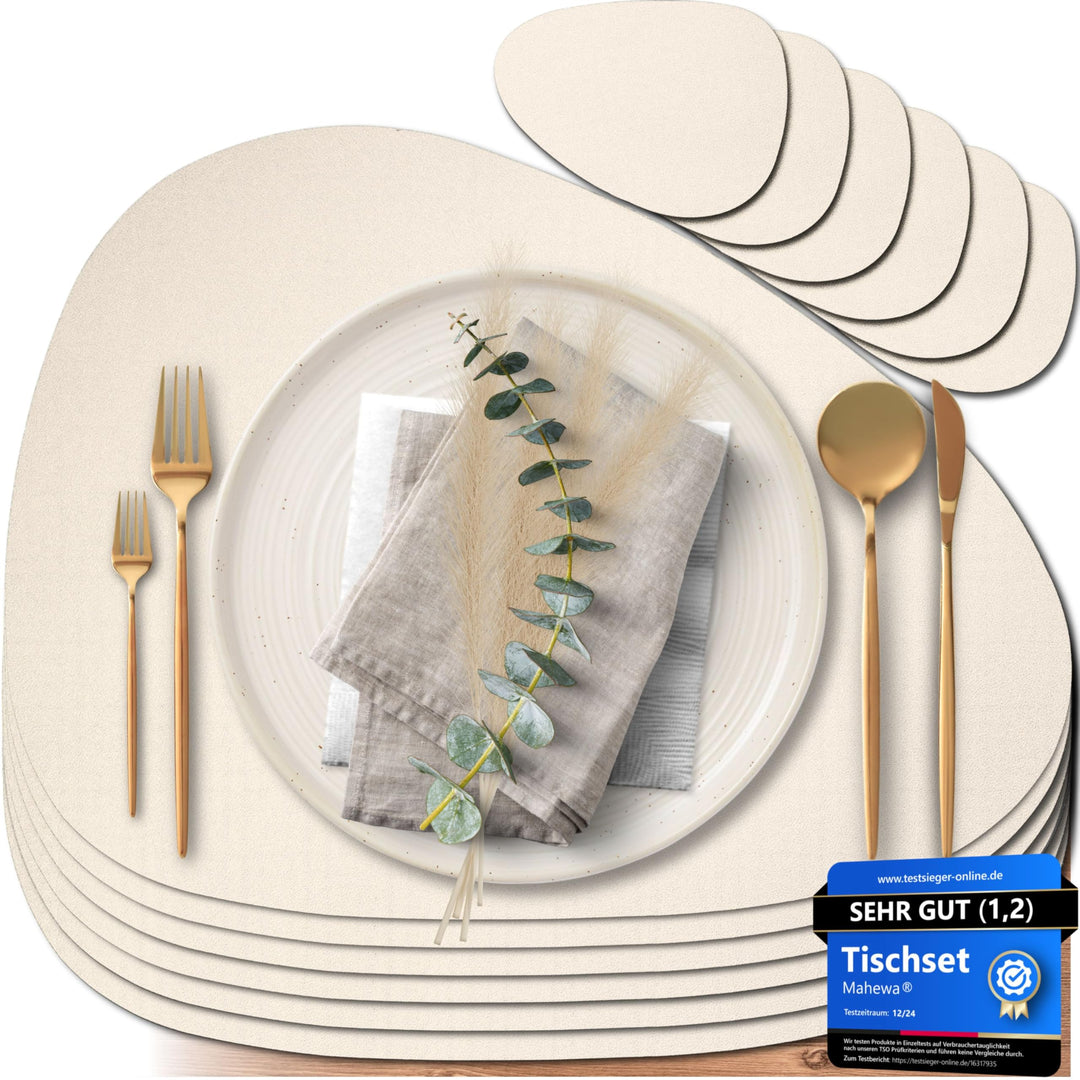 Mahewa® 6er Set Premium Tischset aus Kunstleder - Platzset abwaschbar und wasserdicht - Platzdeckche