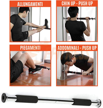 FFitness Unisex Erwachsene Door Bar 83-130, Silber und Schwarz, 80-130 cm