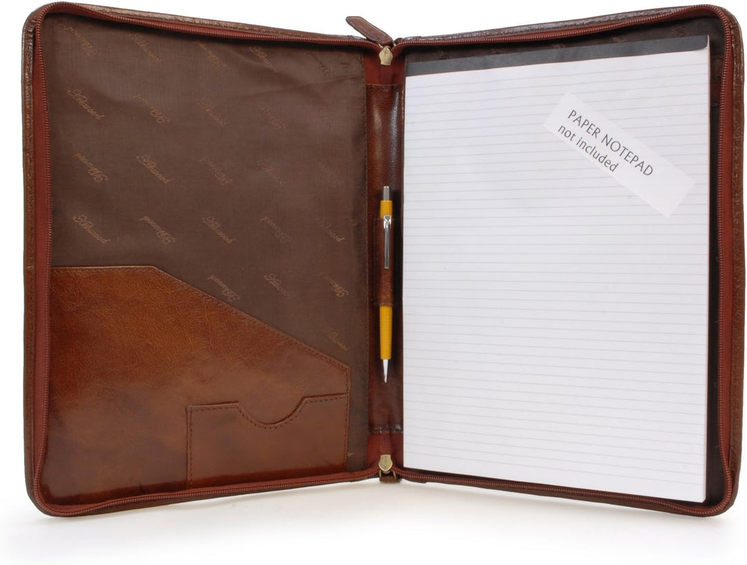 Ashwood - Herren Leder A4 Notizbuchtasche - Schreibmappe mit Reissverschluss - Konferenzmappe Passen