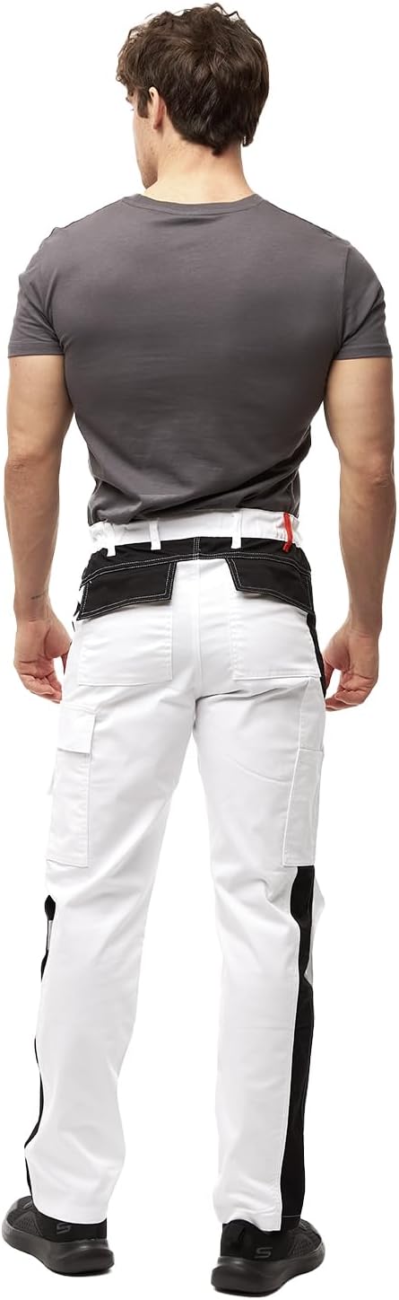 strongAnt Arbeitshose komplett Stretch Männer Berlin Pro Bundhose Schwarz Weiss Grau 46 Weiss-schwar