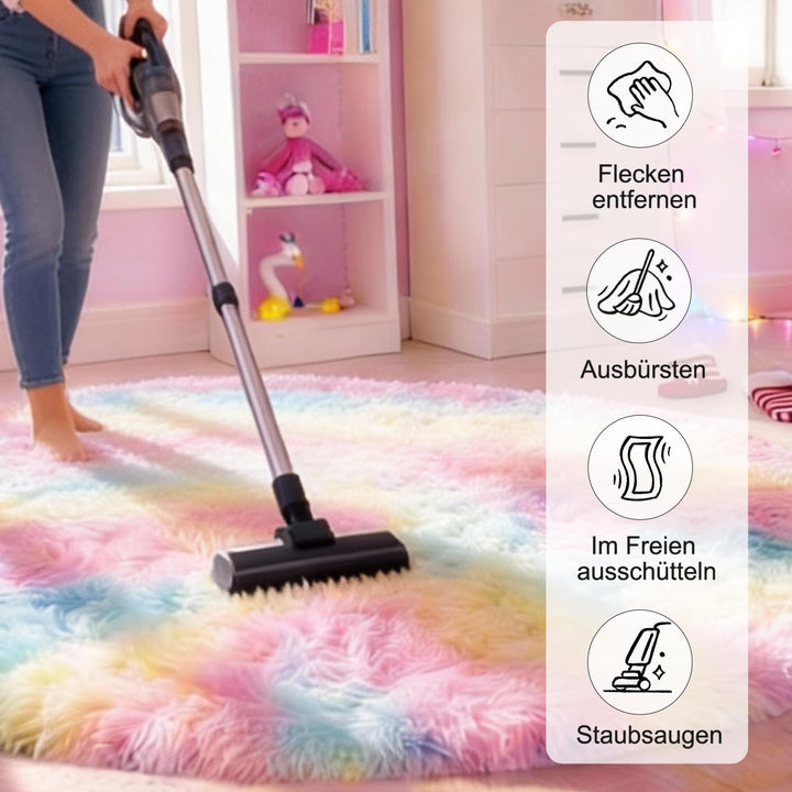 VOFUSHON Teppich Rund Hochflor Teppich Wohnzimmer Teppich Langflor Teppiche für Wohnzimmer flauschig