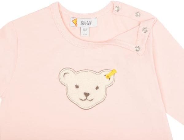 Steiff Unisex Baby T-Shirt Langarm Teddykopf Ohne Squeezer Shirt 62 Silver Pink, 62 Silver Pink
