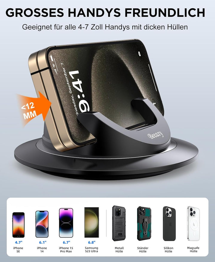 Beeasy Handyhalterung Auto, Handy Halterung Auto Armaturenbrett Kfz Handyhalter 360° Drehbar Autohal