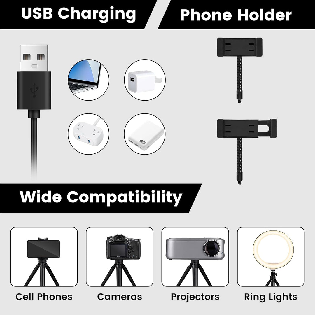 Selfie Ringlicht, 10 Zoll LED Ringlicht mit Stativ Handy, Ringlicht LED Videolicht Dauerlicht Laptop