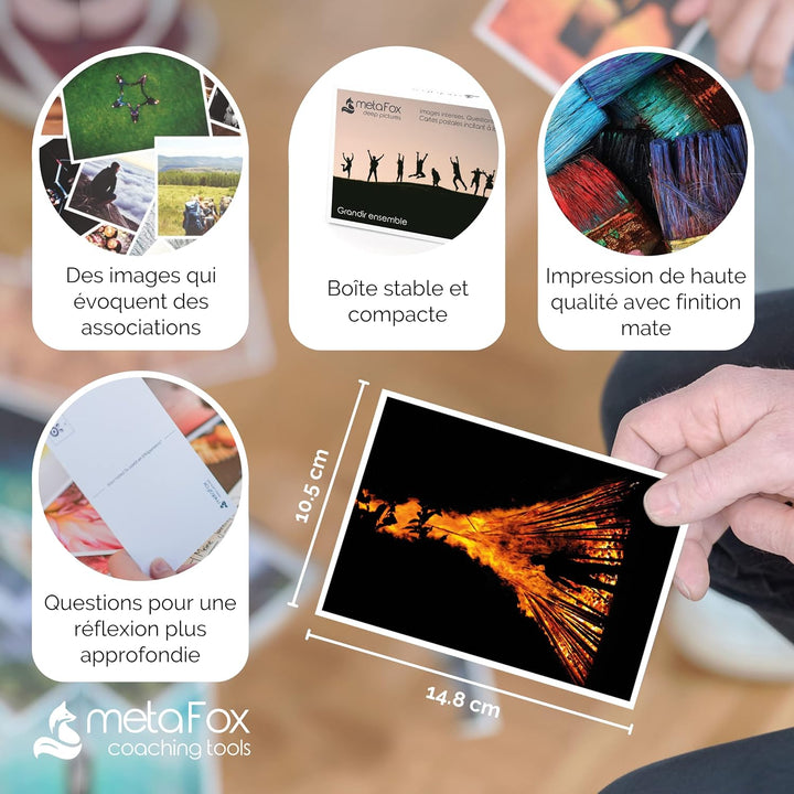 metaFox | Pack de cartes postales Grandir ensemble | 52 cartes pour le coaching et consolidation d'é