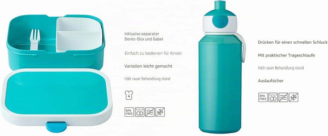 Mepal - Lunch-Set Campus Little Dutch - Set für Kinder mit Pop-up Trinkflasche & Lunch Box - Lunch-S