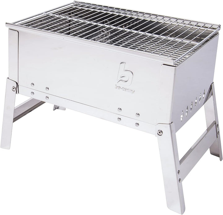 Bo-Camp Compact Deluxe Edelstahl Grill, Silber, 33 x 22,5 x 27,5 cm