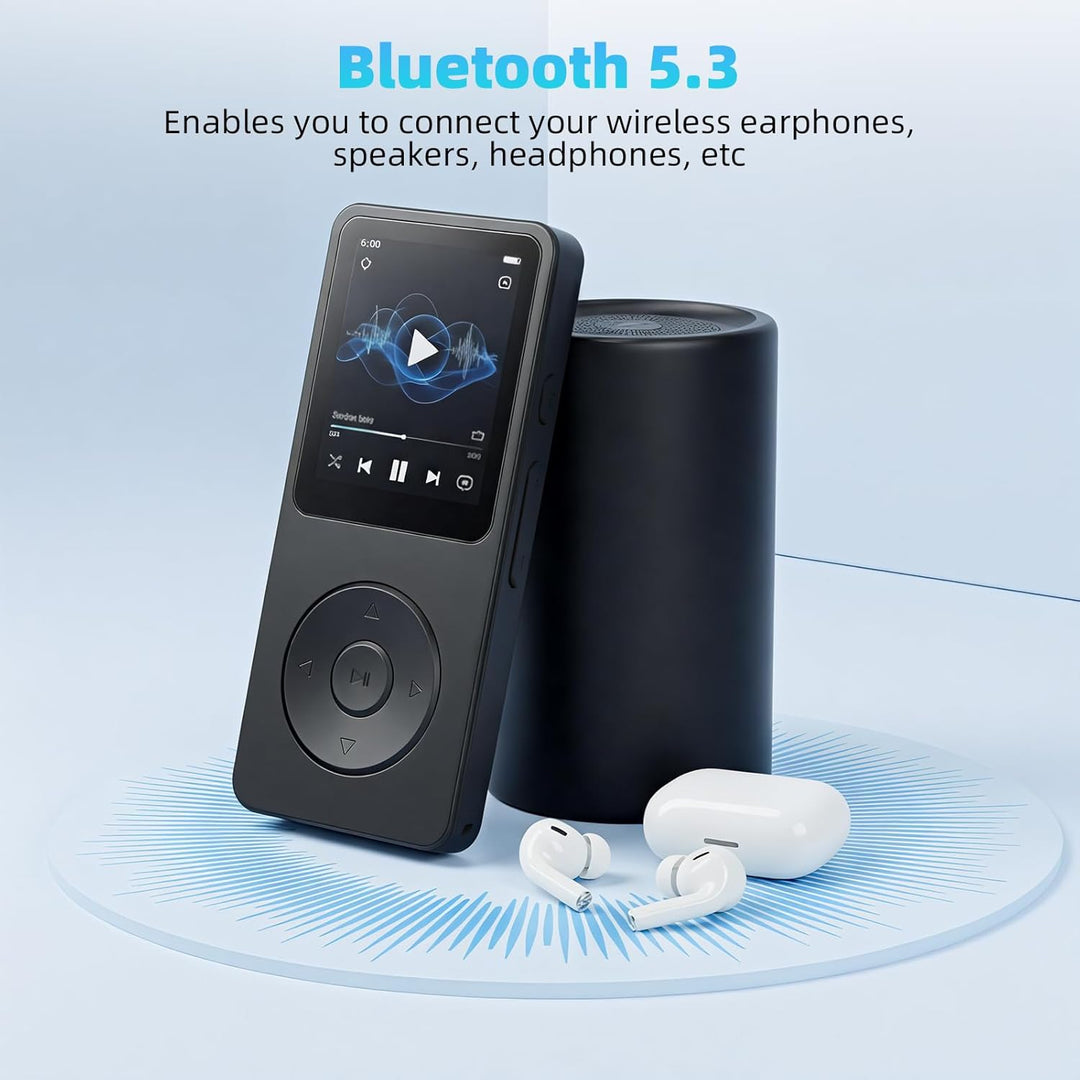 32GB MP3 Player mit Bluetooth 5.3-1.8" TFT-Farbbildschirm MP3-Player mit Kopfhörer Lautsprecher FM-R