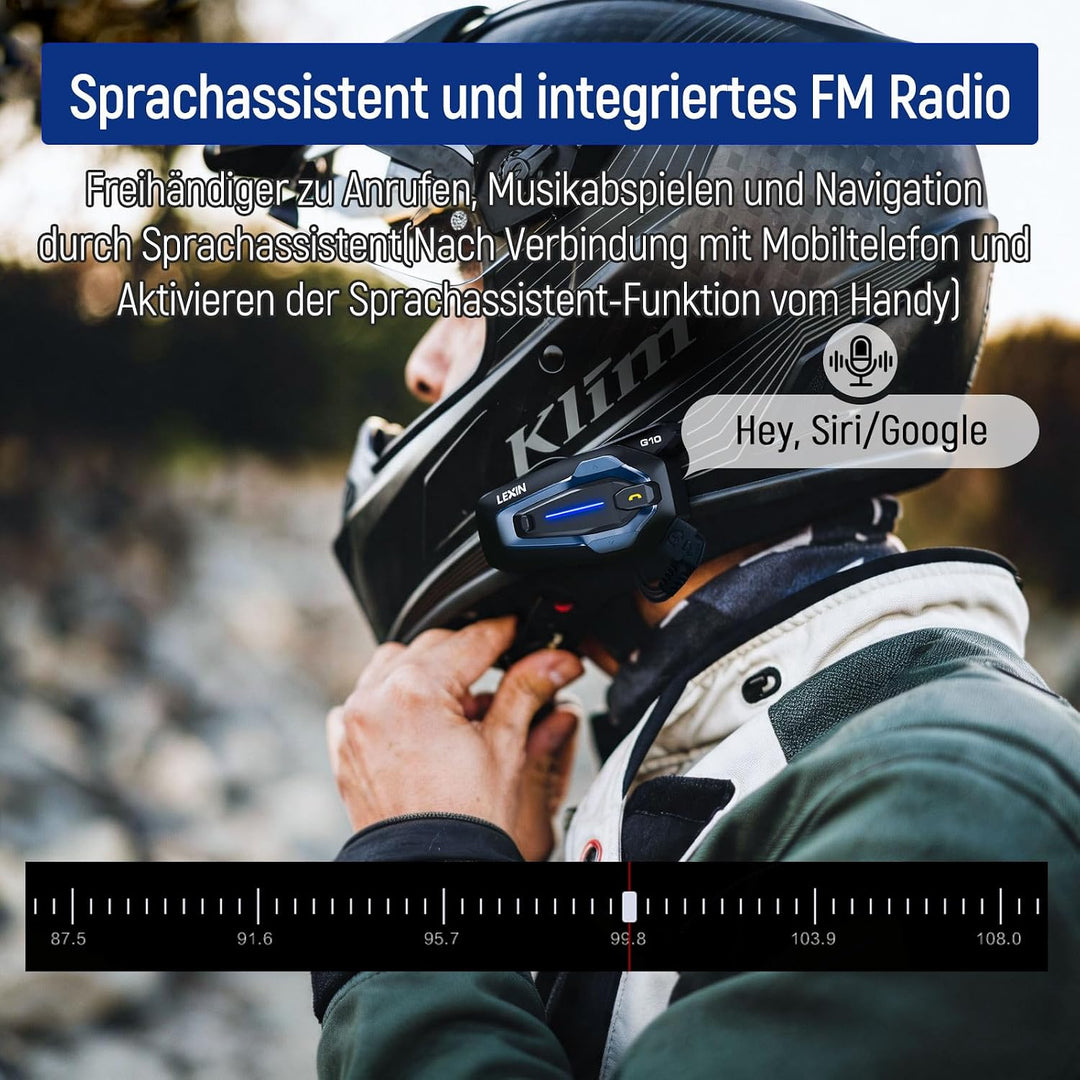 LEXIN G10 Motorrad Headset, 2 bis 8-Wege Konferenz Freisprecheinrichtung | Motorrad Kommunikationssy
