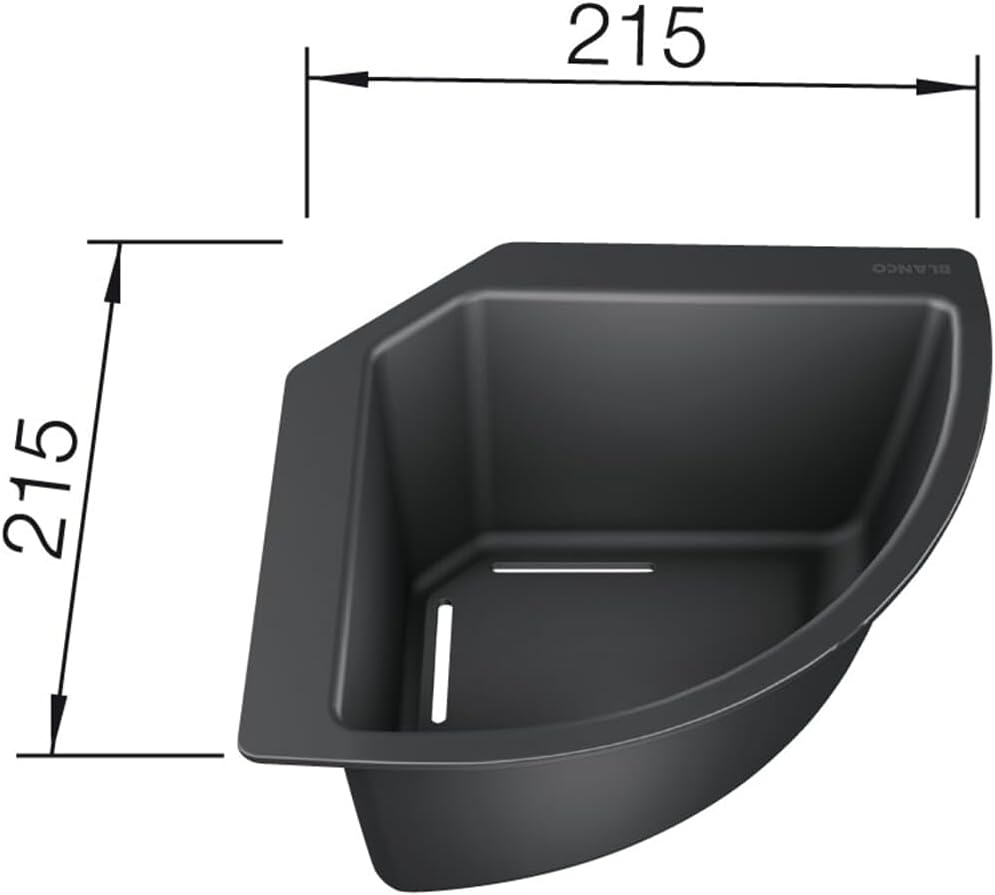BLANCO Eck-Schale | Kunststoff schwarz | 215 x 215 mm | Passend zu allen Granitspüle aus SILGRANIT-S