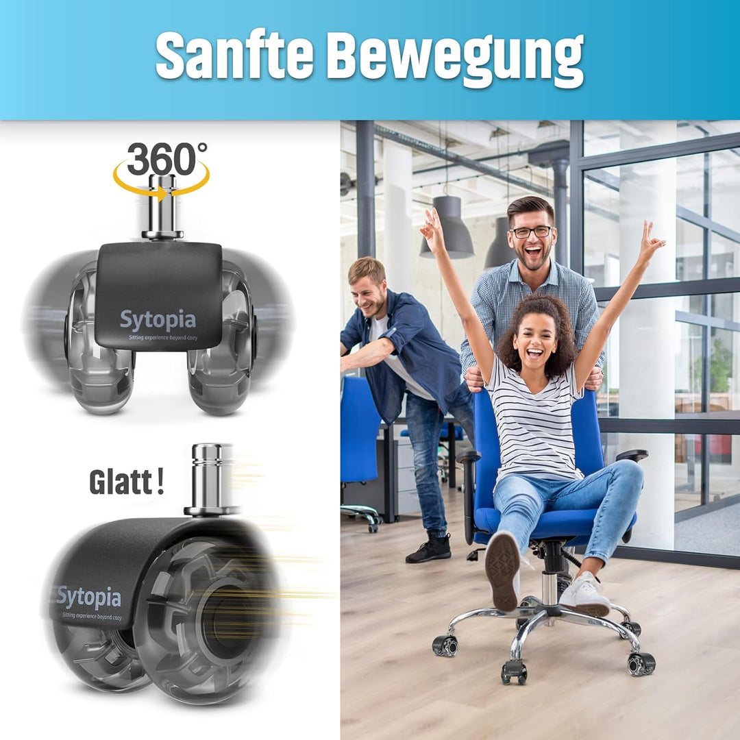 Sytopia Bürostuhl Rollen, 5er Set Rollen für Bürostühle, 11x22mm Hartbodenrollen für Bürostuhl Stuhl