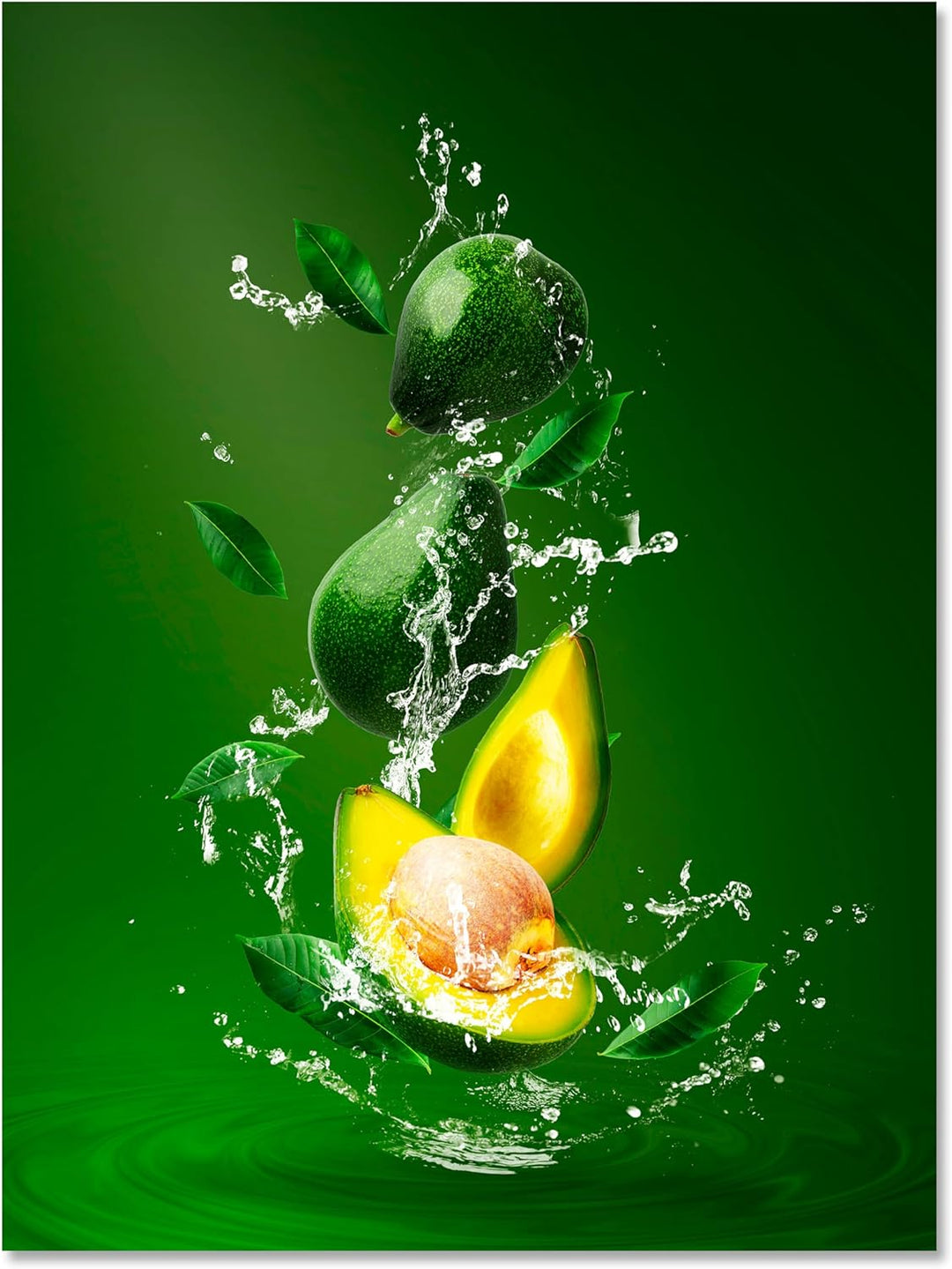 wandmotiv24 Obst & Gemüse als Leinwandbild, 60x45cm, Hochformat, Avocado, Grün, Gelb, Küche, Lebensm