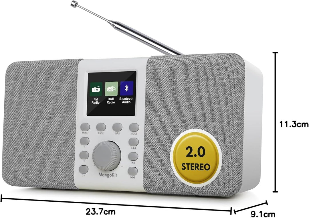 MangoKit MD5 Stereo DAB Radio mit Bluetooth,DAB Plus Radio,Digitalradio,UKW Radio,Tragbares Dab Radi