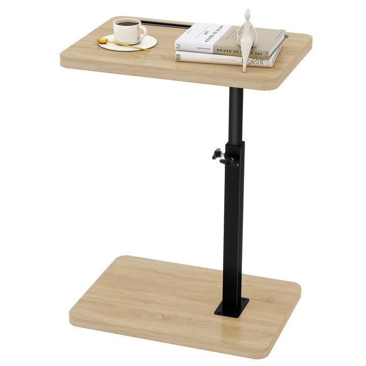 IBUYKE Beistelltisch C Form, 360° Rotierbarer und Höhenverstellbar Sofatisch, Couchtisch für schmale