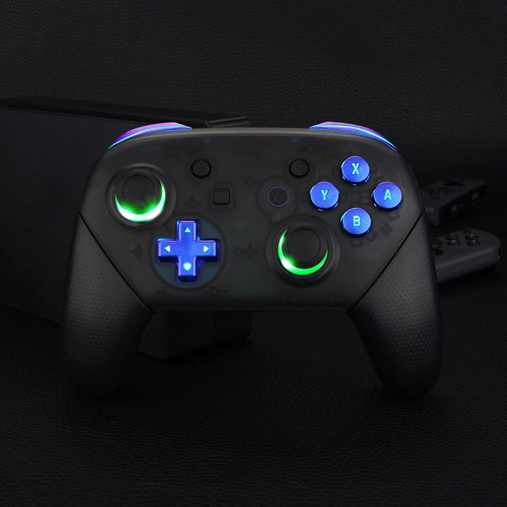 eXtremeRate DTFS LED Tasten Kit für NS Switch Pro Controller, 9 Modi 6 Bereiche Leucht Thumbsticks D