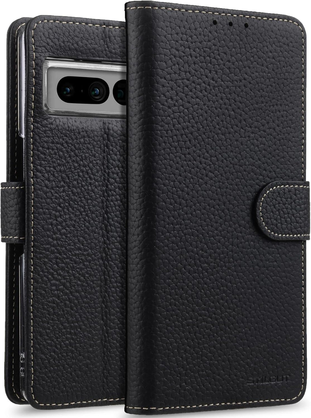 STILGUT Talis kompatibel mit Google Pixel 7 Pro Hülle mit Kartenfach aus Leder, Wallet Case, Lederhü