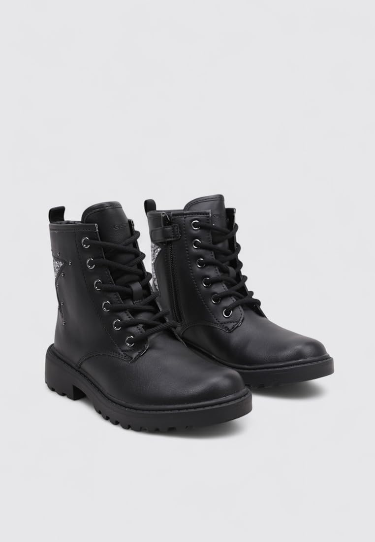 Geox Mädchen J Casey Girl Ankle Boot 28 EU Black Gun, 28 EU Black Gun