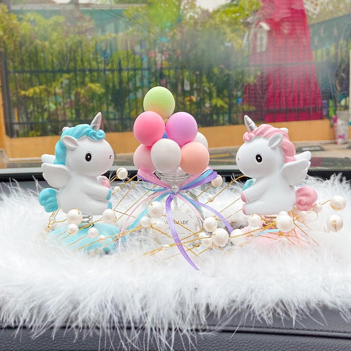2 Stücke Wackelfigur Einhorn Figuren,Einhorn-Wackelfigur mit Wackelkopf Einhorn Auto Ornament Autozu