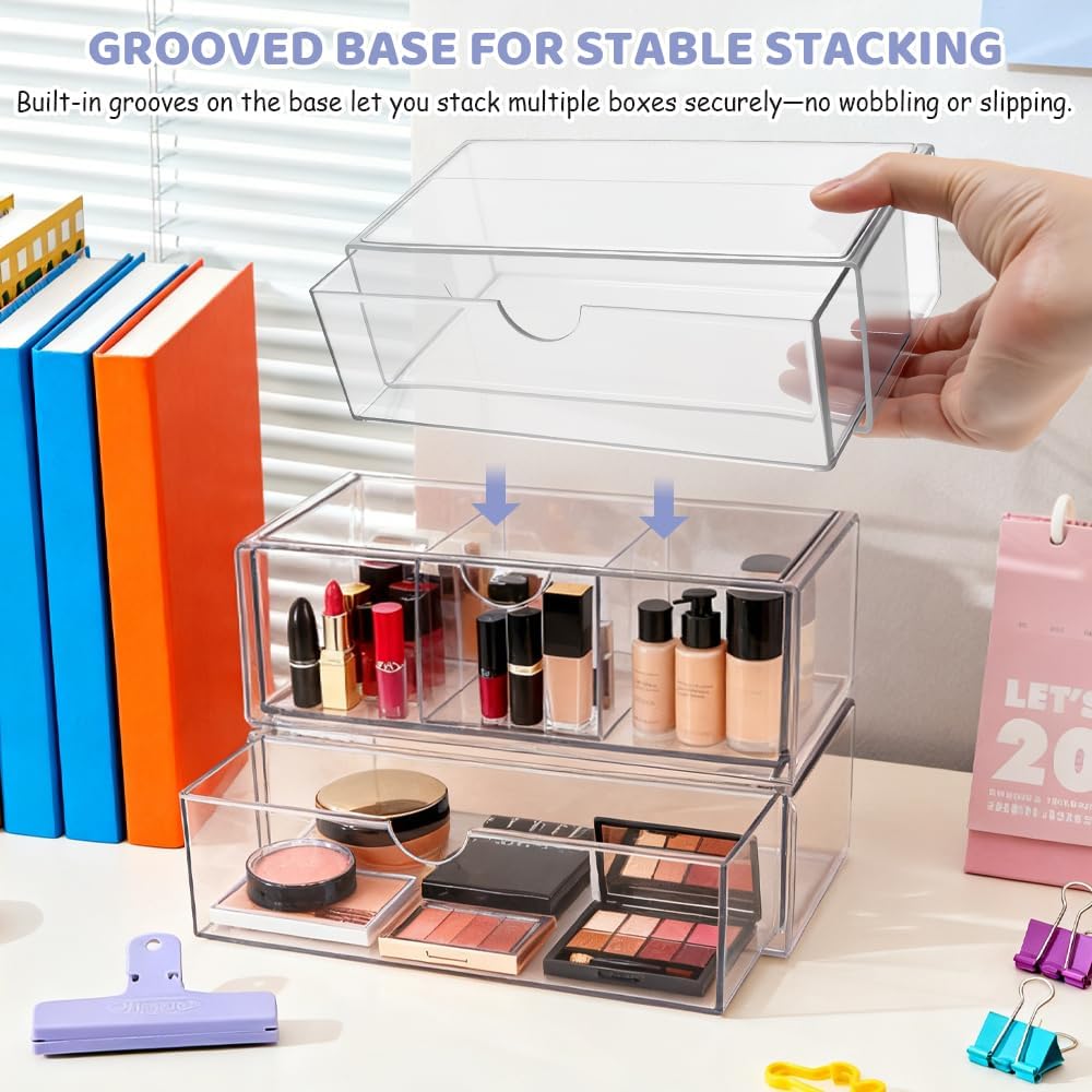 3 Stück Acryl Schmink Organizer Schminktisch Make up Organizer Kosmetik Makeup Organizers Schubladen