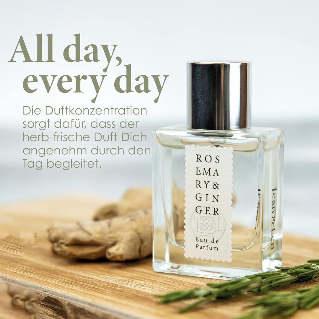 Jean & Len Rosemary & Ginger Eau de Parfum, würzig-frischer Duft nach Rosmarin & Ingwer, hergestellt