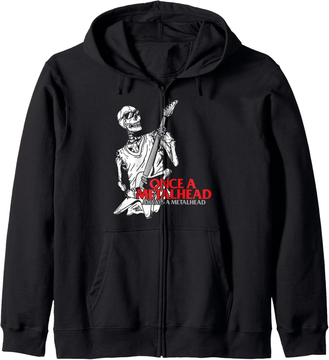 Skelett Rocker Metal Heavy Einmal Metalhead Immer Metalhead Kapuzenjacke