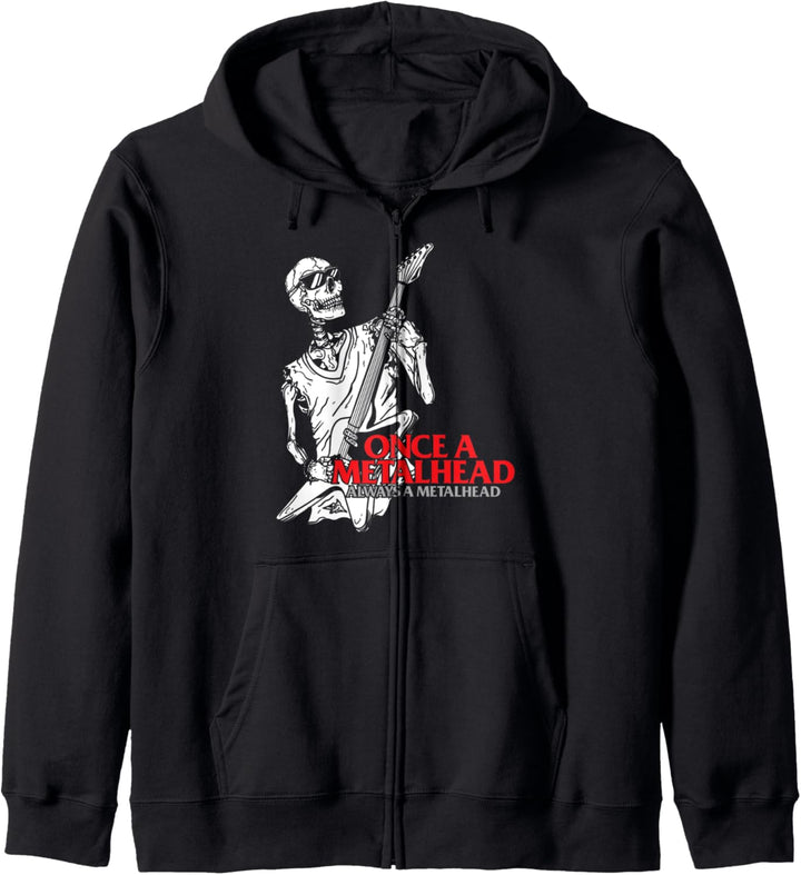 Skelett Rocker Metal Heavy Einmal Metalhead Immer Metalhead Kapuzenjacke