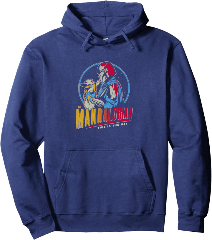 Star Wars: The Mandalorian Mando And Grogu Dark Rainbow Pullover Hoodie
