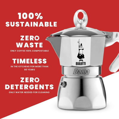 Bialetti DAMA Pure Ice Kaffeebereiter, 1 Tassen, Nicht induktionsgeeignet, 1 Tassen (67 ml), Alumini