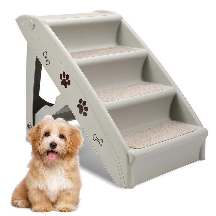 Hundetreppe Klappbare Haustiertreppe 48,5 cm Hoch, 4-Stufig Faltbare Katzentreppe, Hunderampe, Maxim