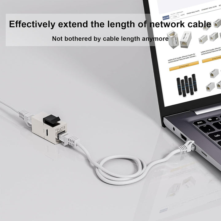iwillink Cat8 RJ45 Koppler 40Gbps - STP geschirmter Ethernet-Kuppler Buchse zu Buchse mit Keystone B