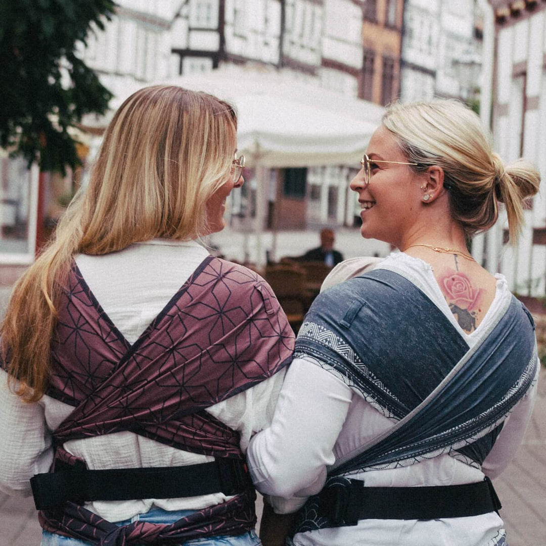 Hoppediz Hop-Tye Advanced - 4-in-1 Babytrage für Neugeborene ab Geburt - Halfbuckle Tragehilfe mit T