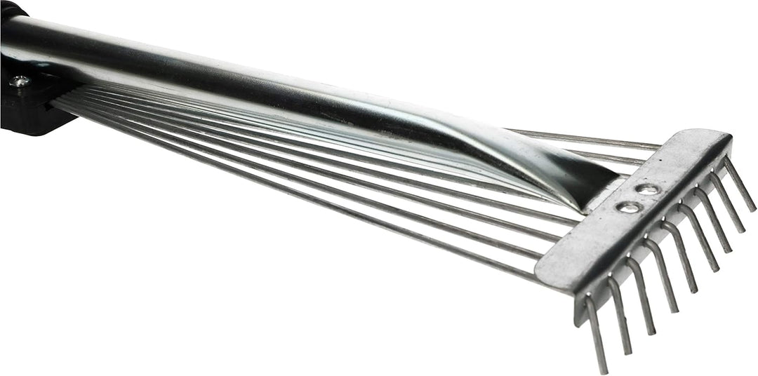 KOTARBAU® Robuster Fächerbesen 32 cm aus Metall Verstellbar 60 - 245 mm Minirechen mit 9 Zinken Laub