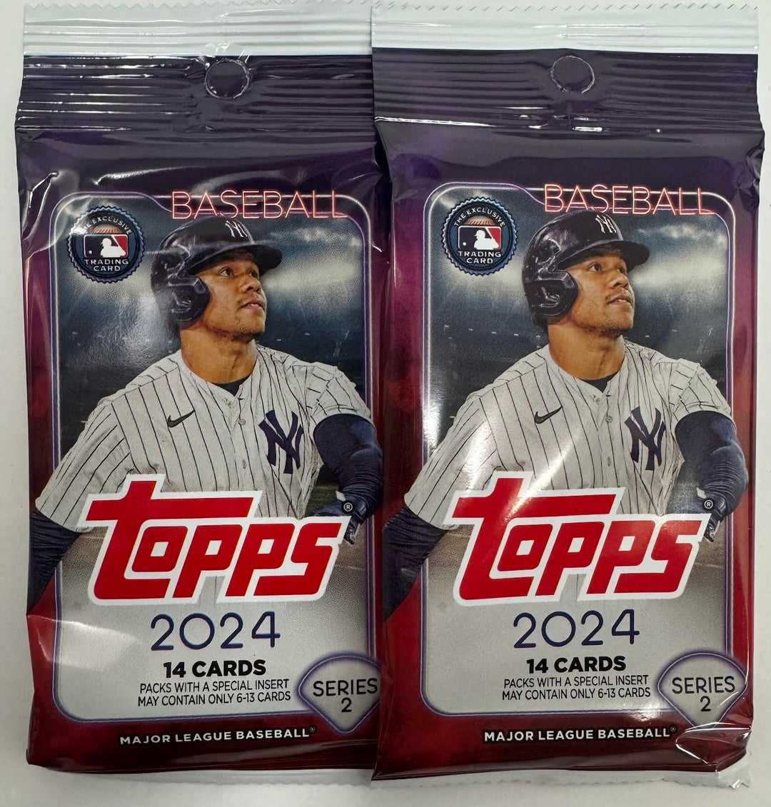 2024 Topps Series 2 Baseball-Einzelhandelspackungen, 2 Einzelhandelspackungen, klein, Marineblau/Rot