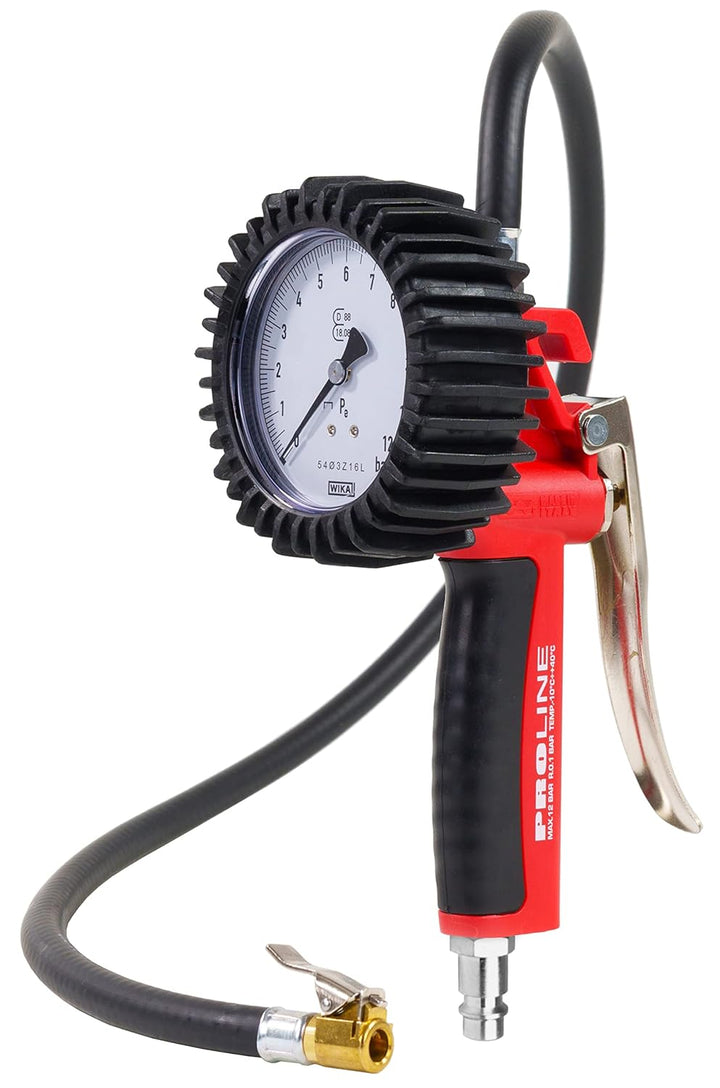 GAV Reifenfüller Messgerät mit WIKA 80mm Manometer (Geeicht) Profi Reifendruckprüfer Druckluft für A