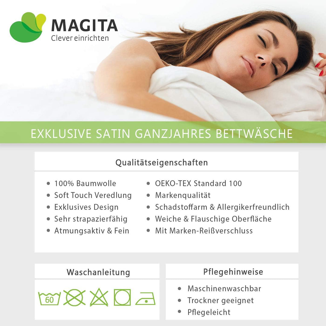 Kaeppel Satin Bettwäsche Verde Streifen Grau 135 x 200 cm + 80 x 80 cm