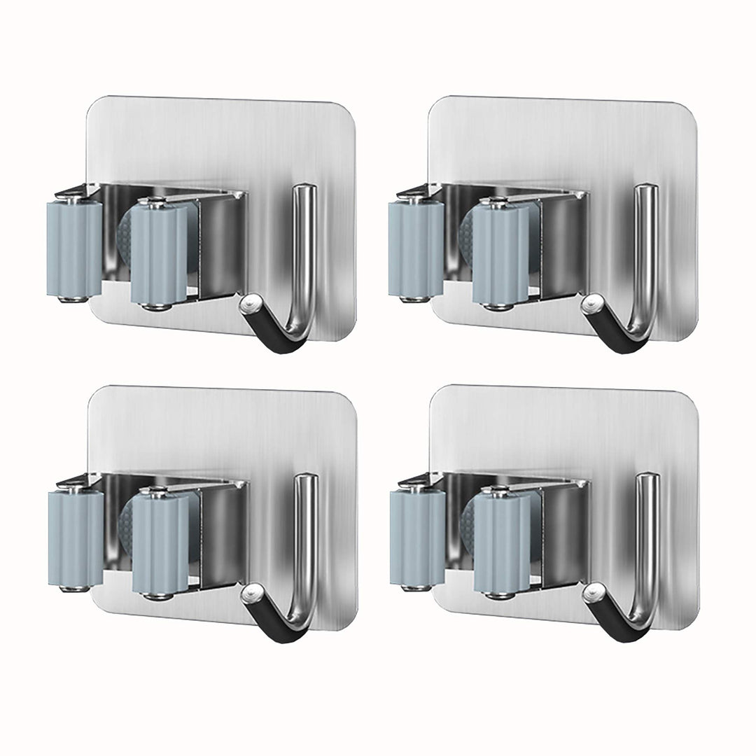 4 Stück Gerätehalter,Mop Halter Edelstahl Besenhalter Ordnungsleiste Wandhalter (4 Schnellspannern,