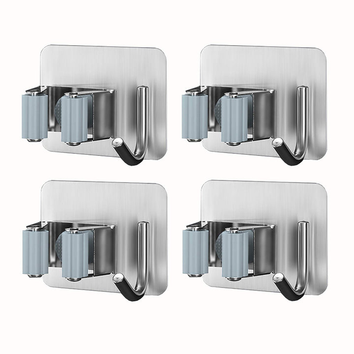 4 Stück Gerätehalter,Mop Halter Edelstahl Besenhalter Ordnungsleiste Wandhalter (4 Schnellspannern,