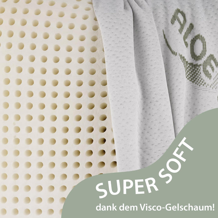 orthopädisches Nackenstützkissen aus Visco Gelschaum &amp; Aloe Vera Bezug - Kopfkissen Atmungsaktiv, Sc
