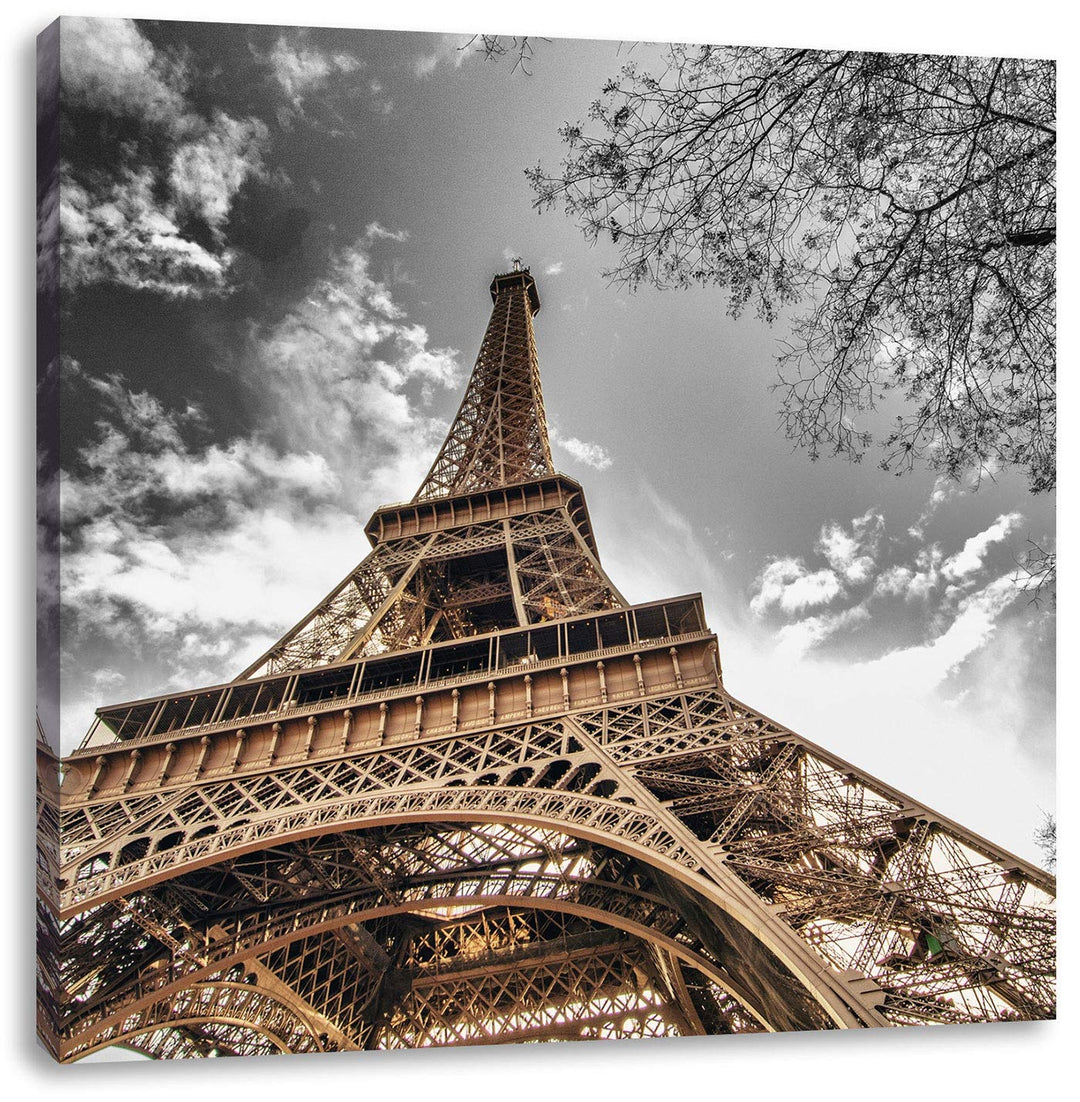 Pixxprint schöner Eifelturm als Leinwandbild Quadratisch/Grösse: 70x70 / Wandbild/Kunstdruck/fertig