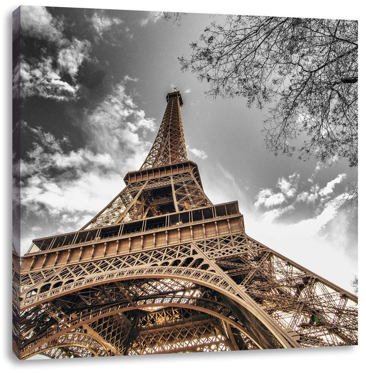 Pixxprint schöner Eifelturm als Leinwandbild Quadratisch/Grösse: 70x70 / Wandbild/Kunstdruck/fertig