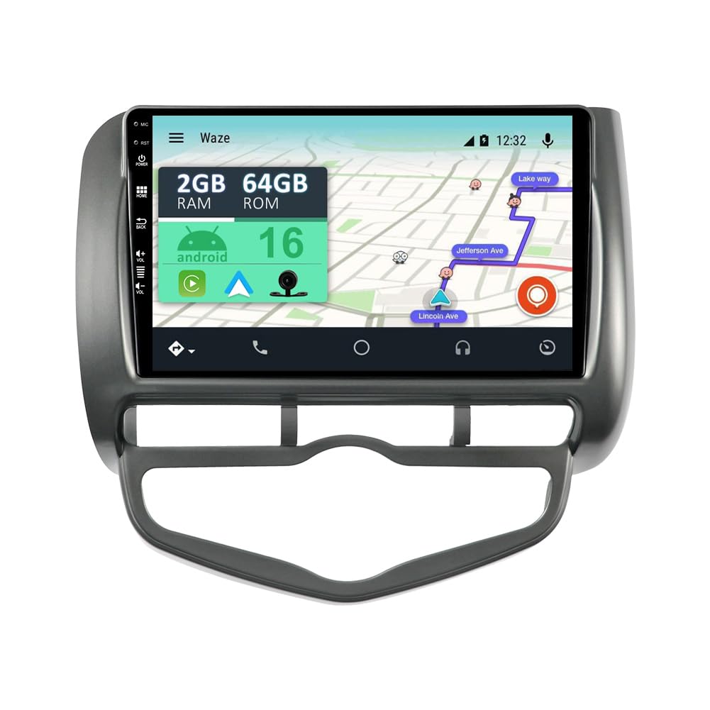 [2GB+32GB] Android 14 Autoradio mit Navi für Honda Jazz City (2002-2007)-9 Zoll Touchscreen-mit Kame