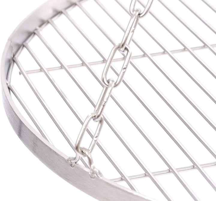 60 cm Grillrost Edelstahl für Schwenkgrill 3 Bein BBQ Grill Rost mit Kette 14 mm Stababstand