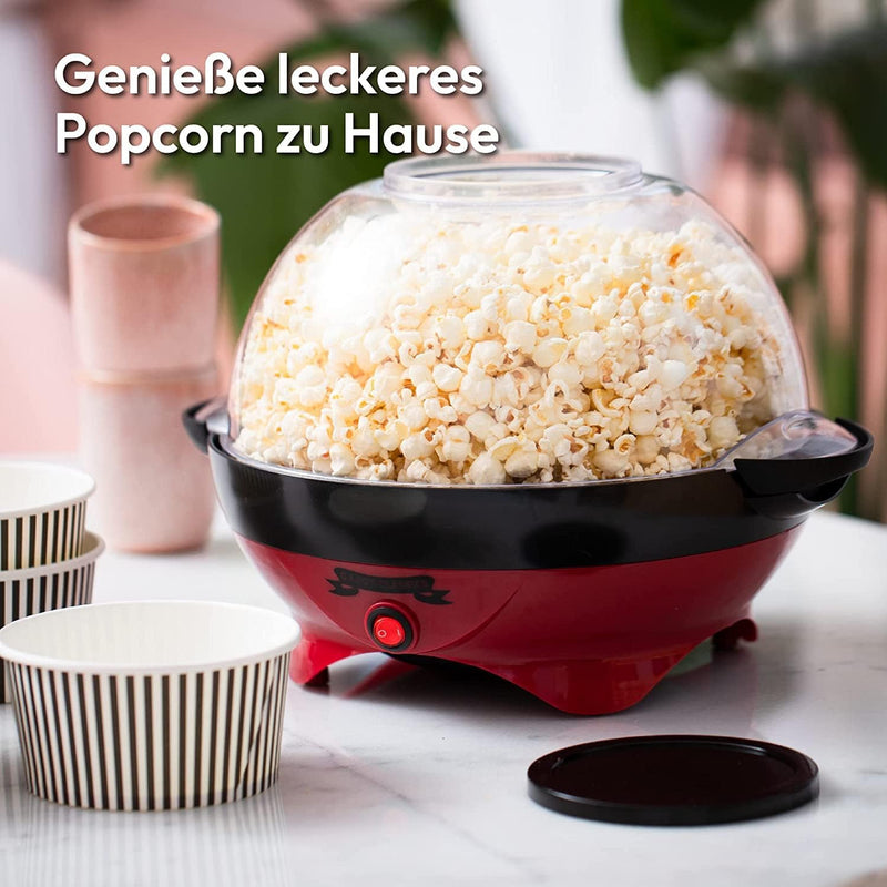 Gadgy ® Popcornmaschine l 800W Popcorn Maker mit Antihaftbeschichtung und Abnehmbares Heizfläche l S